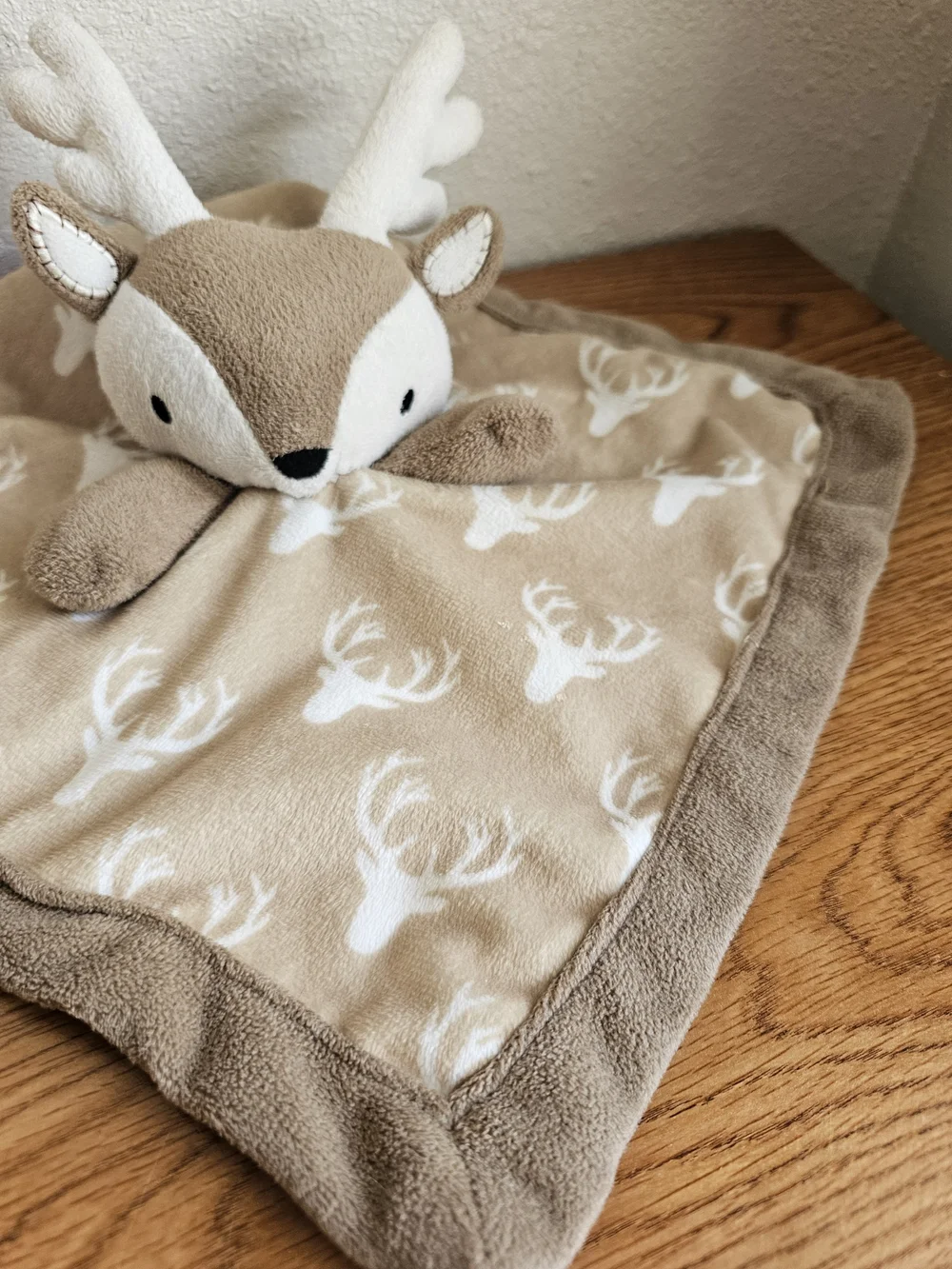 4/$10 Plush Deer Lovie Infant Blankie Toy Hunter Blanket Neutral Brown Cream